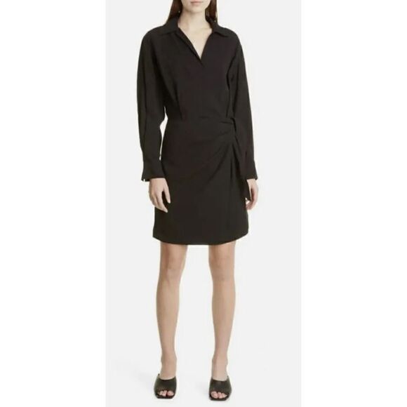 Vince Faux Wrap Black Long Sleeved Dress NWT Size Small - Picture 1 of 10